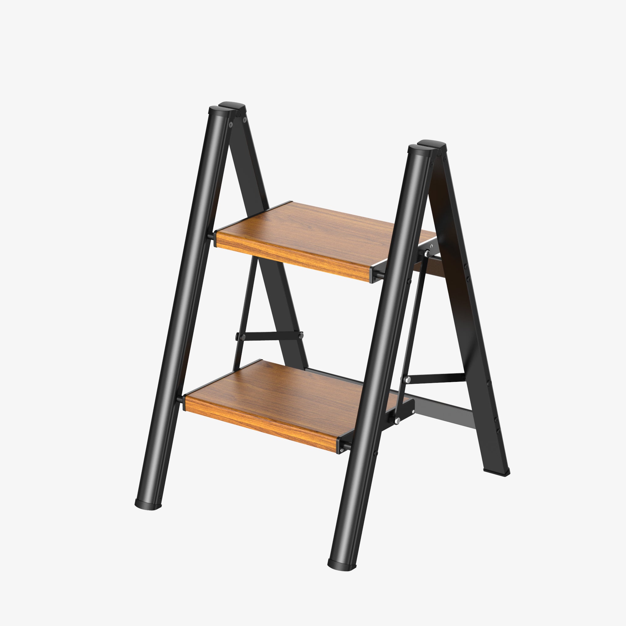 HBTower 330 Lbs Capacity 2 Step Aluminum Ladder (Woodgrain)