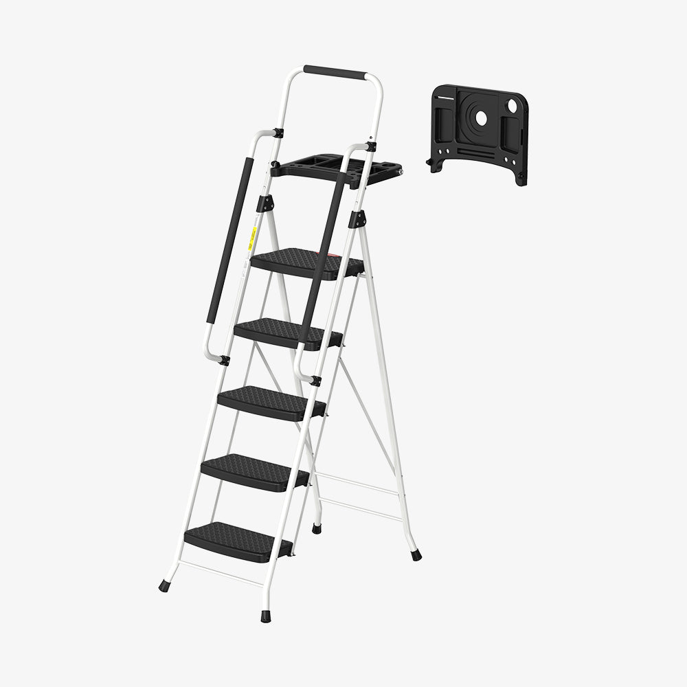 HBTower 5 Step Steel Ladder With Tool Tray