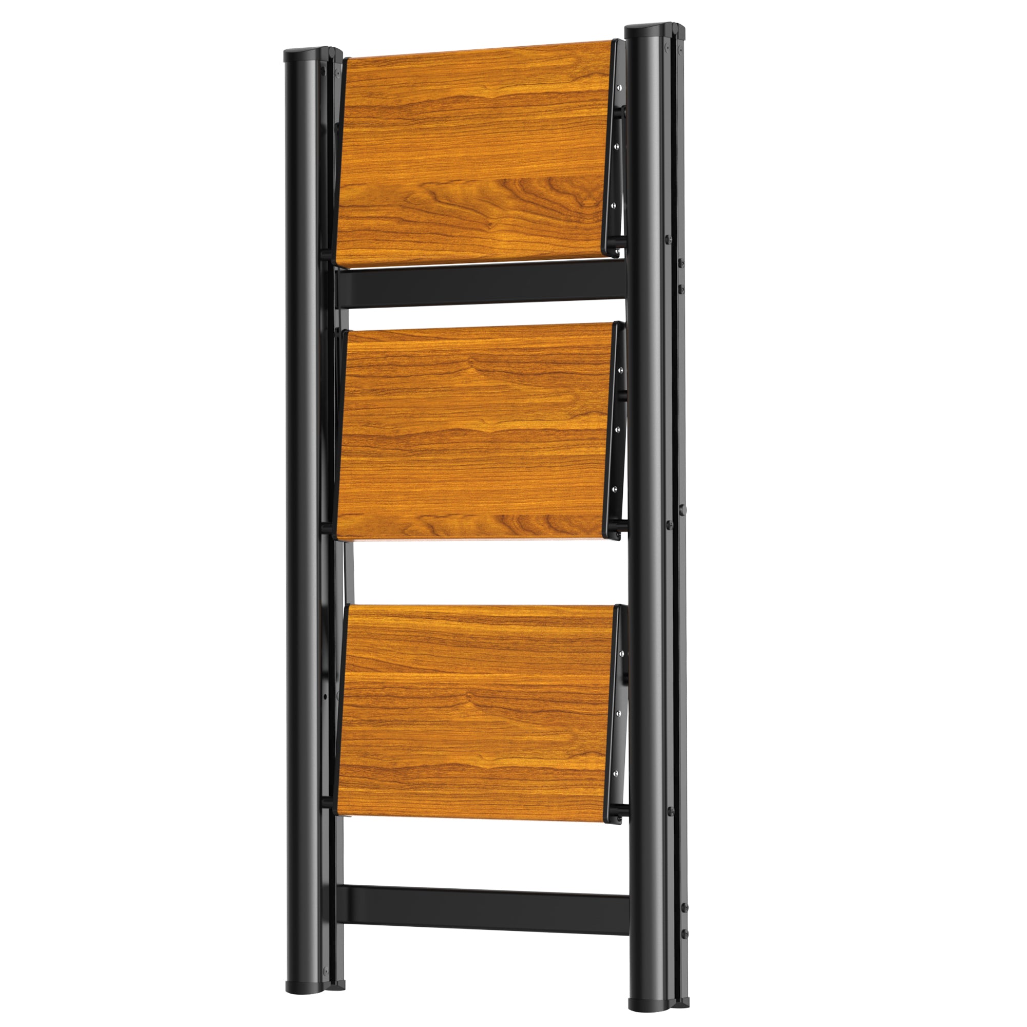 HBTower 330 Lbs Capacity 3 Step Aluminum Ladder (Woodgrain)
