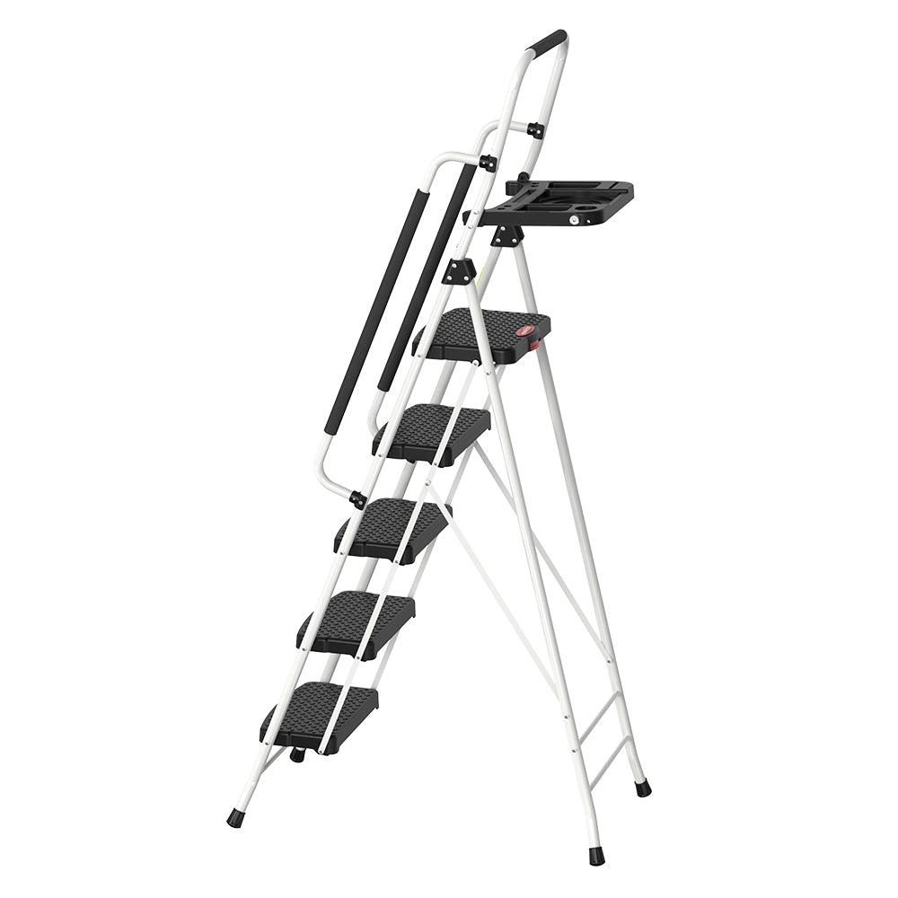 HBTower 5 Step Steel Ladder With Tool Tray