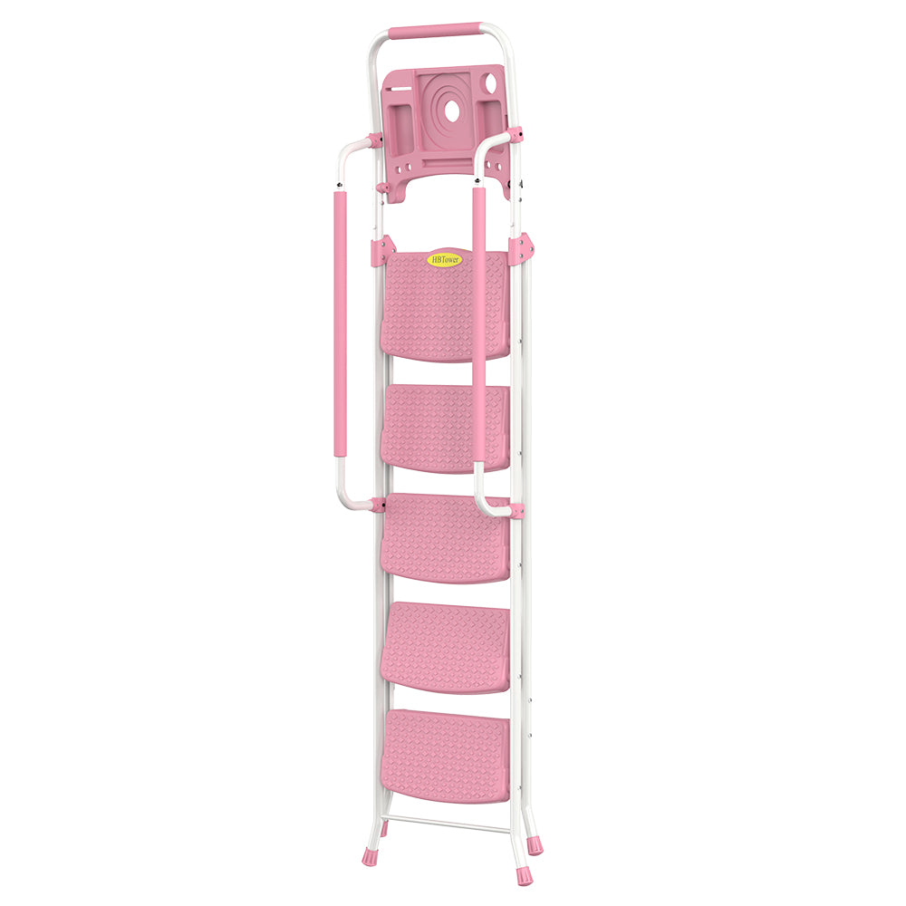 HBTower 5 Step Steel Ladder With Tool Tray