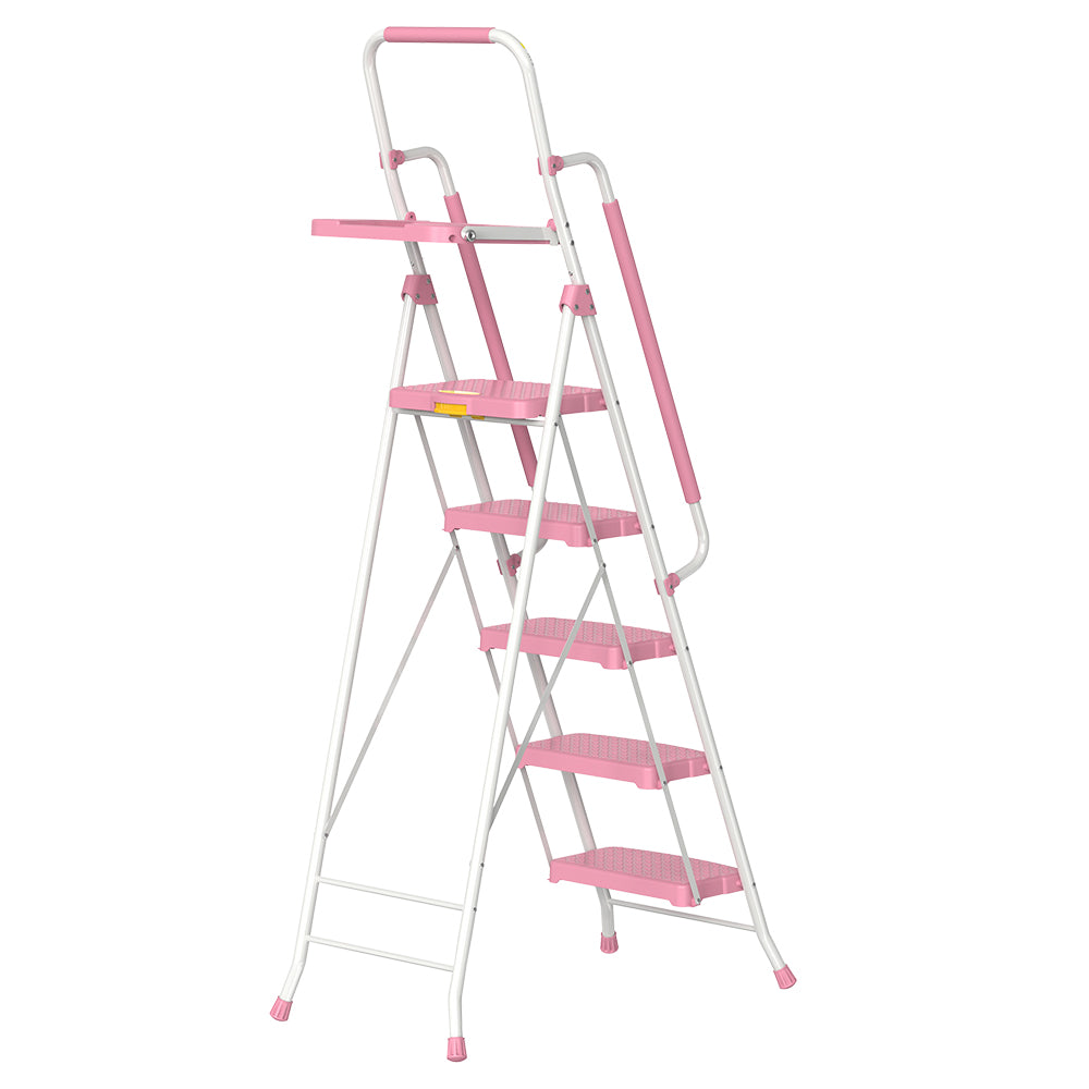 HBTower 5 Step Steel Ladder With Tool Tray